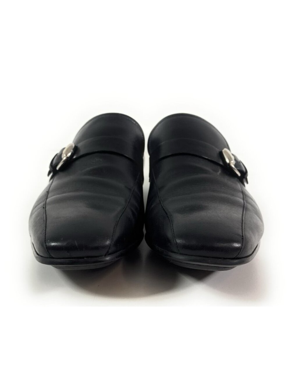 Gucci Mens Leather Slip On Monk Strap Loafers Size 8 D Buckle Black 170337 - Picture 4 of 15